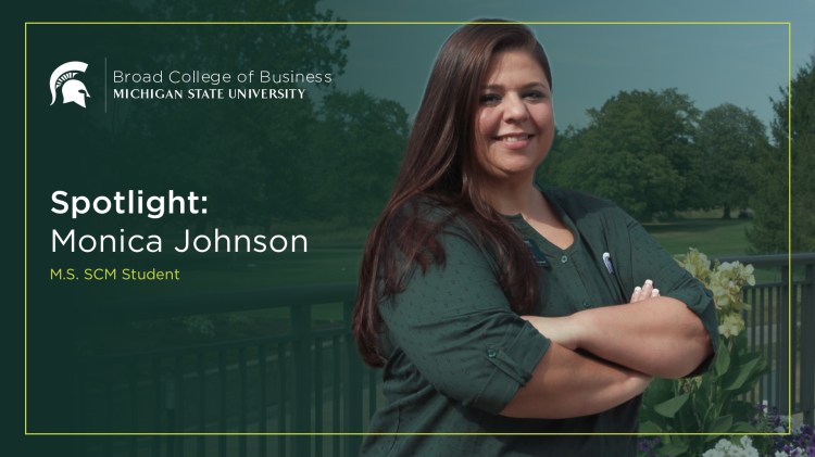 Spotlight: Monica Johnson, M.S. SCM Student smiling with arms crossed