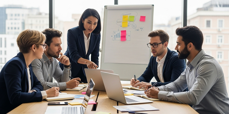 Group of professionals discussing a project