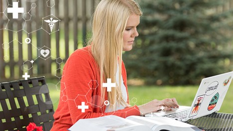 Student studying her notes