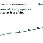 Michigan State University online MS in Healthcare Management graphic showing a career path from experience to a graduate degree.